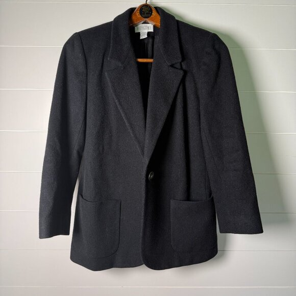 Land's End Wool Cashmere Blazer Petite 4 Single Breasted Black Coastal Career - Picture 8 of 10